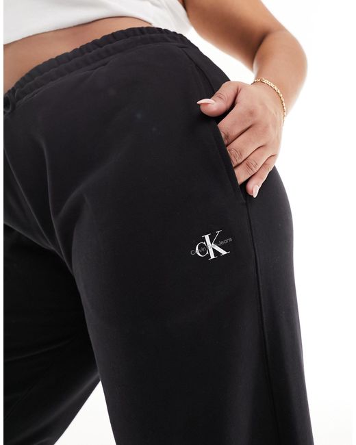 Calvin Klein Black Plus Monogram Logo Straight Leg joggers