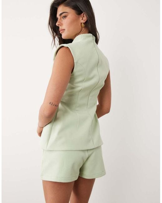 ASOS Green Bonded Crepe Shorts Co-ord
