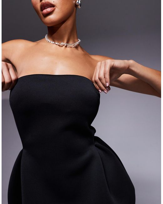 ASOS Blue – geformtes, trägerloses minikleid aus neoprenartigem stoff