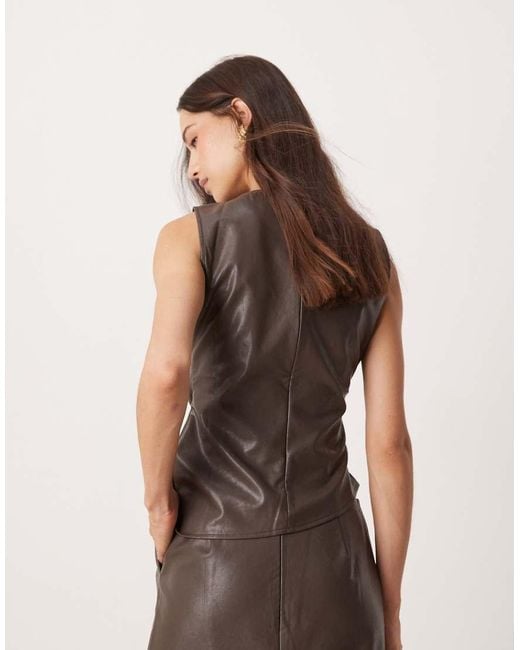 Pretty Lavish Brown High Neck Faux Leather Top Co-ord