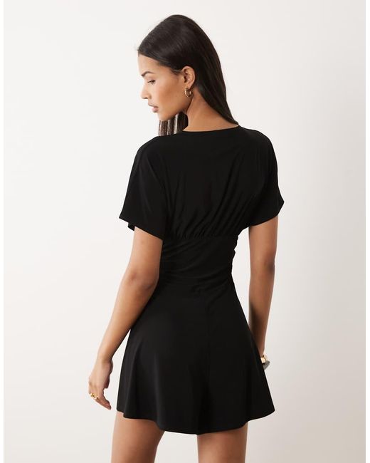 Miss Selfridge Black Deep V-Neck Playsuit