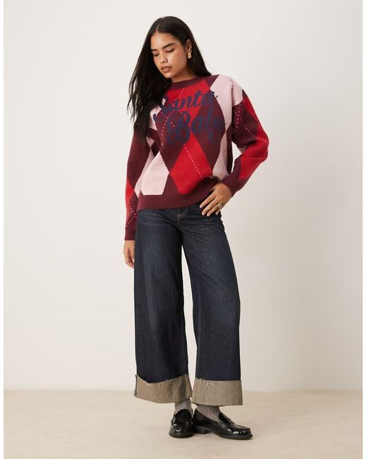 ASOS Red Argyle Santa Baby Jumper