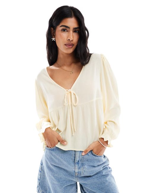 Miss Selfridge White Tie Front Peplum Blouse
