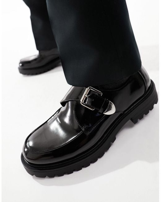 Truffle Collection Black Chunky Square Toe Loafers for men
