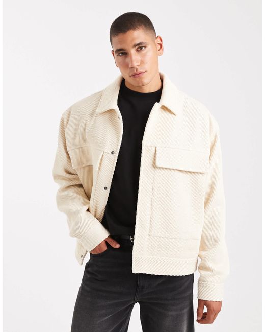 Blouson harrington imitation laine - beige ASOS pour homme en coloris Natural
