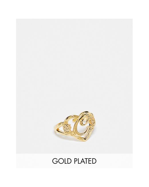 Image Gang 18k Plated Adjustable C Initial Heart Ring in White | Lyst  Australia