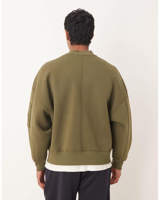 Bomber ma-1 ultra oversize en jersey épais imitation néoprène - kaki ASOS pour homme en coloris Green