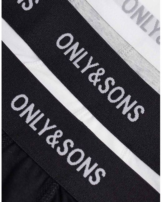 Only & Sons White 3 Pack Trunks for men