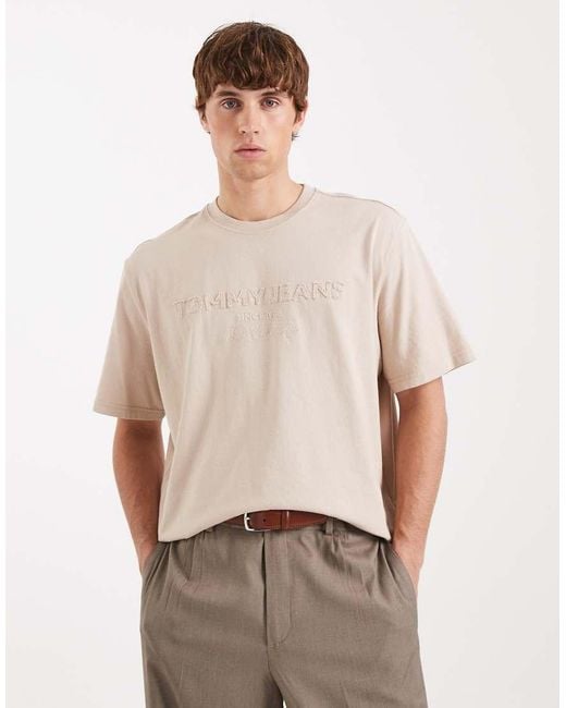 Tommy Hilfiger Natural Lifted Classic Centre Logo T-Shirt for men