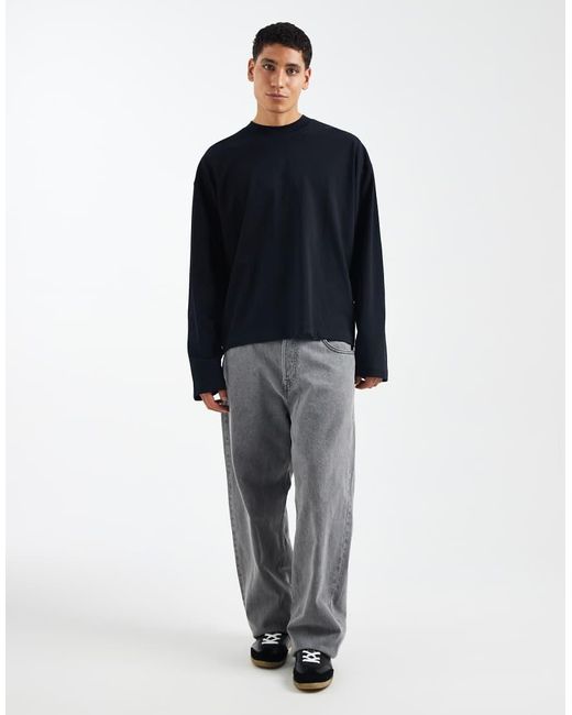 ASOS Blue Heavyweight Boxy Oversized Long Sleeve T-shirt for men