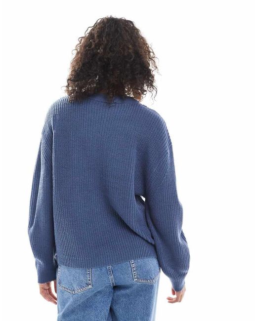 ONLY Blue Round Neck Rib Knitted Jumper