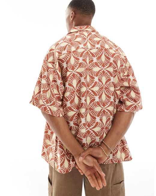 Camisa extragrande con estampado geométrico Jack & Jones de hombre de color Brown