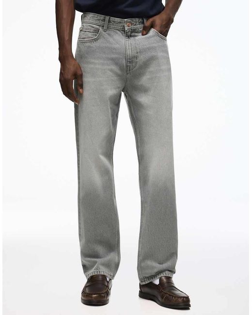 Bershka Blue Straight-leg Jeans for men