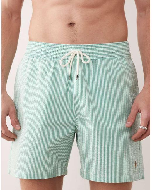 Polo Ralph Lauren Green Traveler Striped Swim Trunk for men