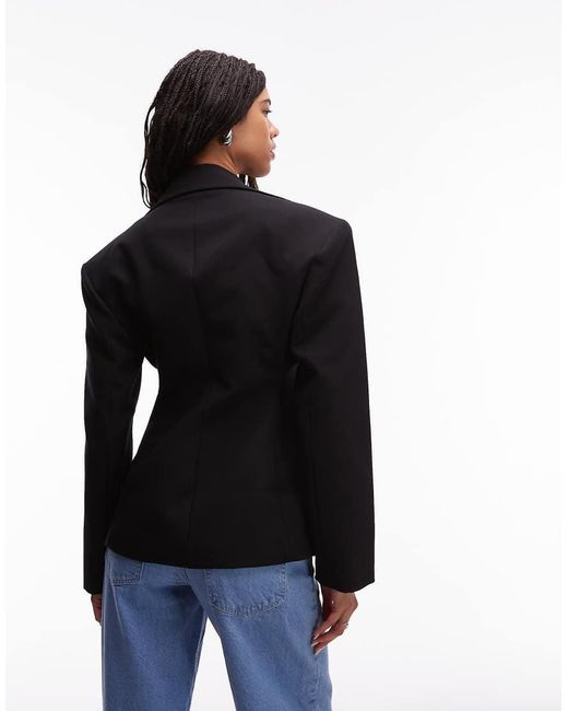 ASOS Blue Sculpted Cinch Waist Blazer