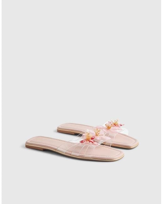 River Island Pink Flower Flat Sandals