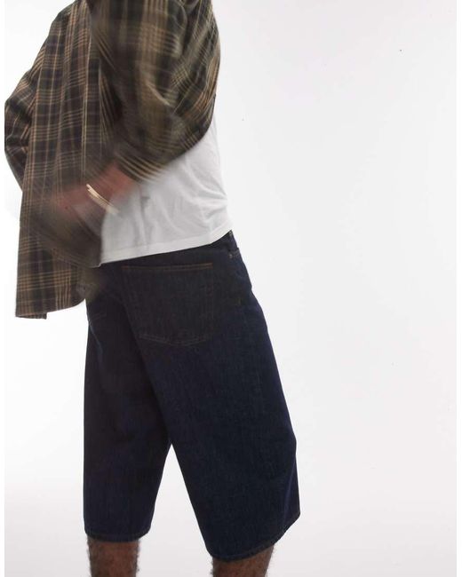 Pantalones Cortos Vaqueros Azules De Largo Medio Con Lavado Crudo De Asos Design Topman de hombre de color Blue