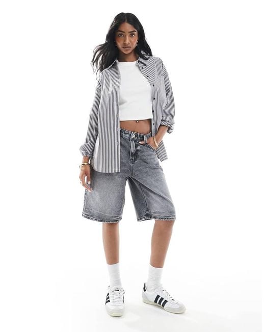 Stradivarius Gray Denim Jort
