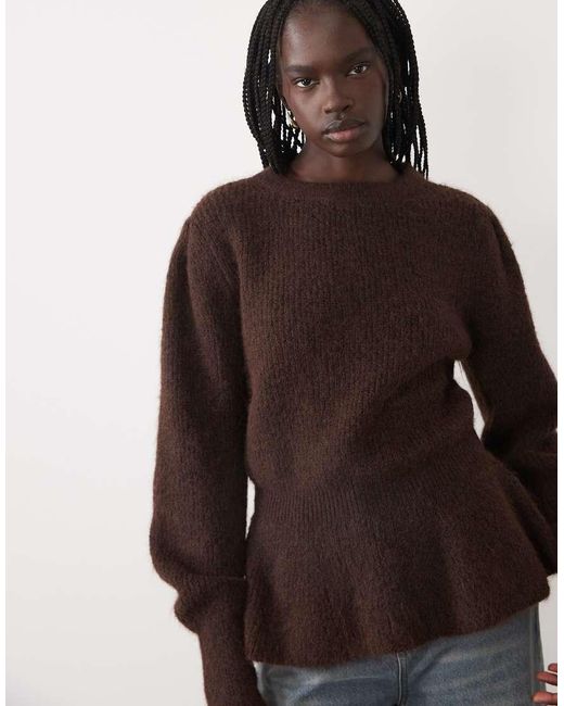 Vila Multicolor Peplum Hem Rib Knitted Jumper