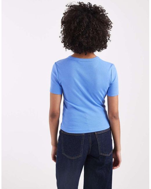 ONLY Blue Ribbed T-shirt