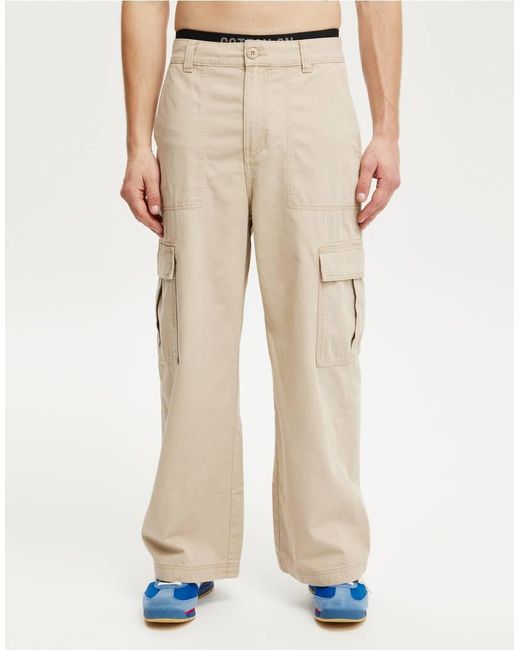 Cotton On Natural Cotton On Axel Super Baggy Cargo Pant for men