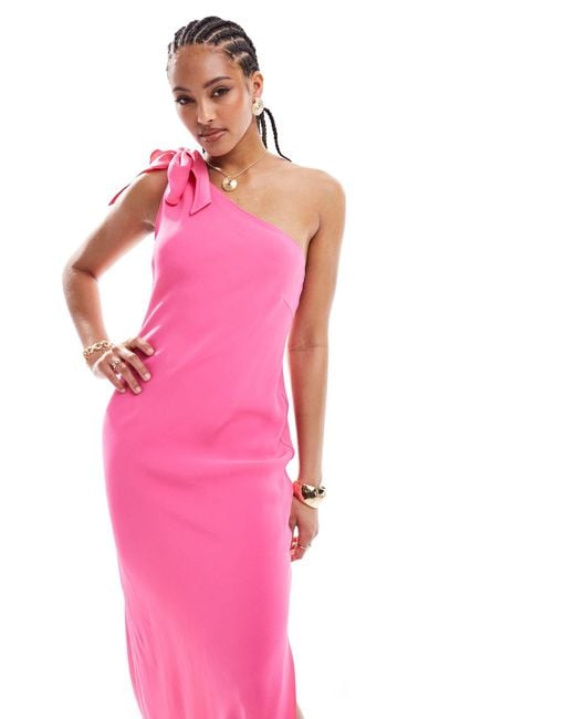 Mango Pink Tie Shoulder Maxi Dress