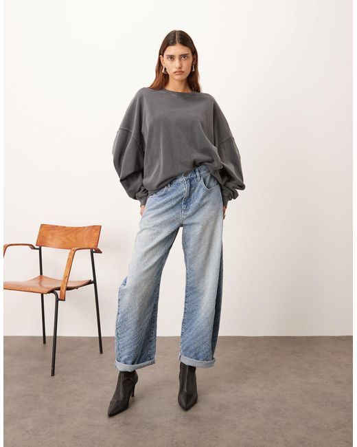 ARRANGE Gray Premium Acid Wash Oversized Jumper