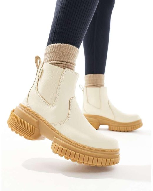 Sorel White Ona Ave Wp Waterproof Leather Chelsea Boots