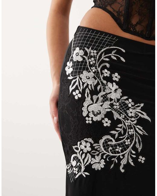ASOS Multicolor Embroidered Mesh Maxi Skirt