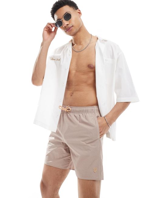 Brave Soul White Textured Swim Shorts for men