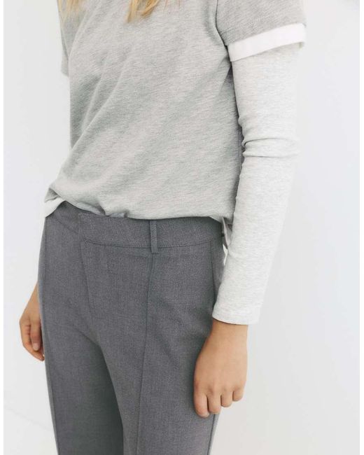 Pull&Bear White Formal Pants With Seam Detail