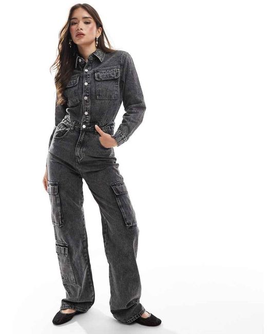 Glamorous Black Denim Boiler Suit