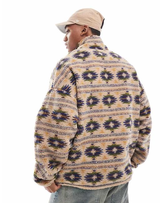 Jack & Jones Sweatshirt Van Zware Borg Met Print En Korte Rits in het Gray voor heren