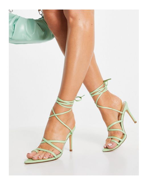 Glamorous Green Point Toe Strappy Heeled Sandals
