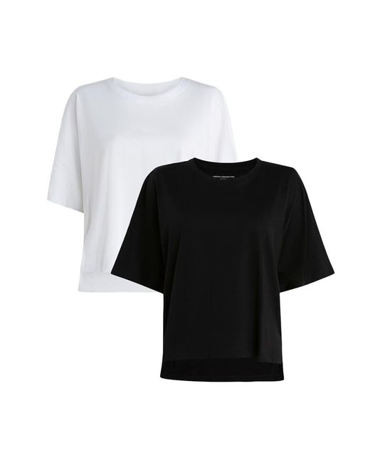 French Connection Black 2 Pack Cotton Boxy Scoop Neck T-Shirts