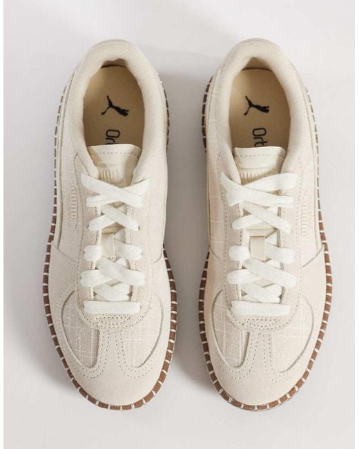 PUMA White Palermo Straw Trainers