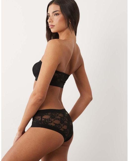 ASOS Black Morgana Lace Hipster Briefs With Microfibre Edge