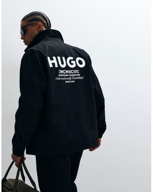HUGO Black Biyo Heavyweight Cotton Windbreaker for men