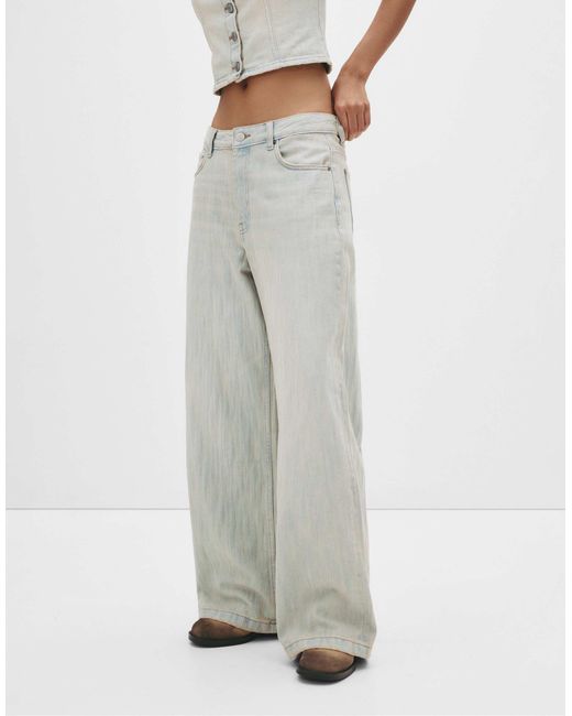 Jean baggy à taille mi-haute - pâle Pull&Bear en coloris White