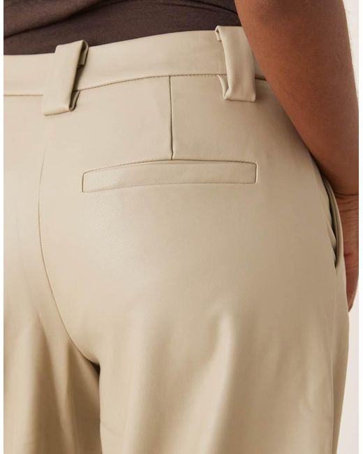 ASOS Natural Tailo Leather Look Barrel Trousers