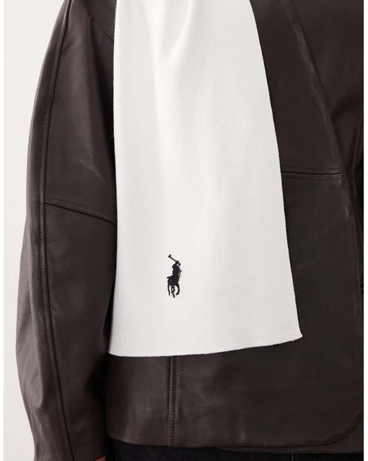 Polo Ralph Lauren Black Icon Logo Cotton Knit Scarf for men