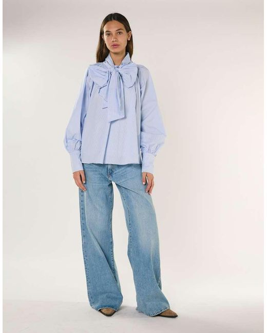Glamorous Blue Raglan Volume Sleeve Blouse