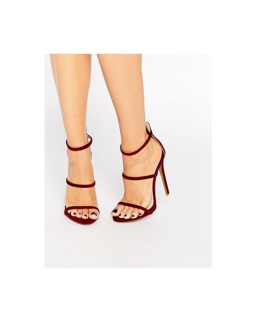 Aisha Sandali bordeaux con listini e tacco di Public Desire in