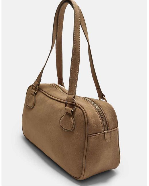 Stradivarius Bowlingtas Van Imitatiesuède Met Ringen in het Brown