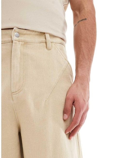 ASOS Jorts Met Langere Lengte in het Natural voor heren