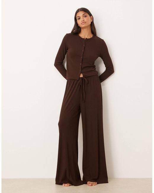 ASOS Brown – mix & match – gerippte lounge-strickjacken