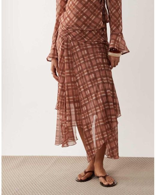 Wednesday's Girl Brown Hanky Hem Midaxi Skirt