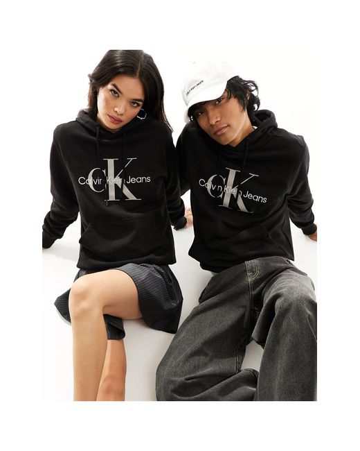 Calvin Klein Black – seasonal – unisex-kapuzenpullover mit normalem schnitt und monogramm-logo