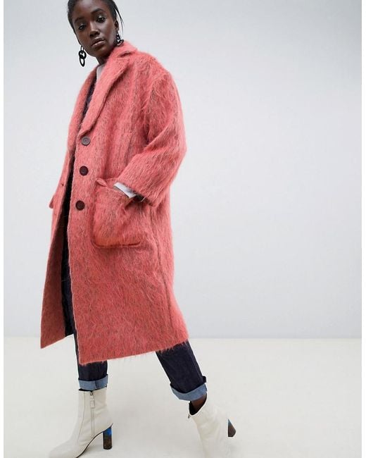 ASOS Pink Mohair Duster Coat