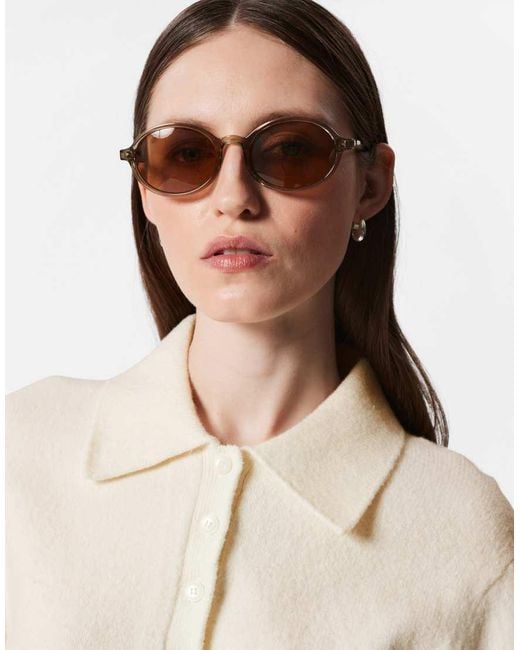 & Other Stories Gray Knitted Cardigan With Collar And Button Front